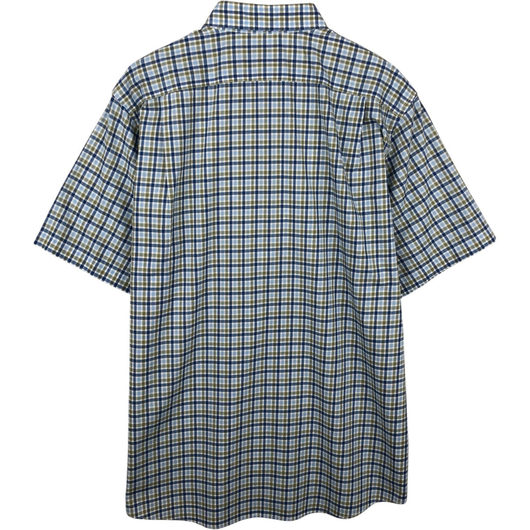 90s-00'S LLBean Traditional Fit Short-Sleeve Button-Down Check Shirt, Men's Size L (approx.) cotton Blue type light blue Vintage Second Hand