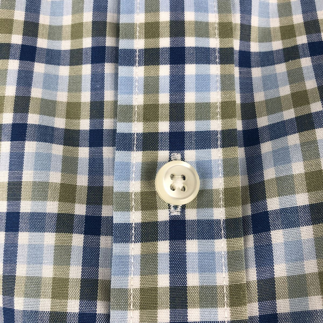 90s-00'S LLBean Traditional Fit Short-Sleeve Button-Down Check Shirt, Men's Size L (approx.) cotton Blue type light blue Vintage Second Hand