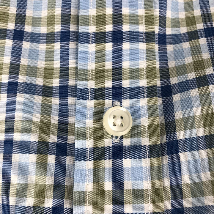 90s-00'S LLBean Traditional Fit Short-Sleeve Button-Down Check Shirt, Men's Size L (approx.) cotton Blue type light blue Vintage Second Hand