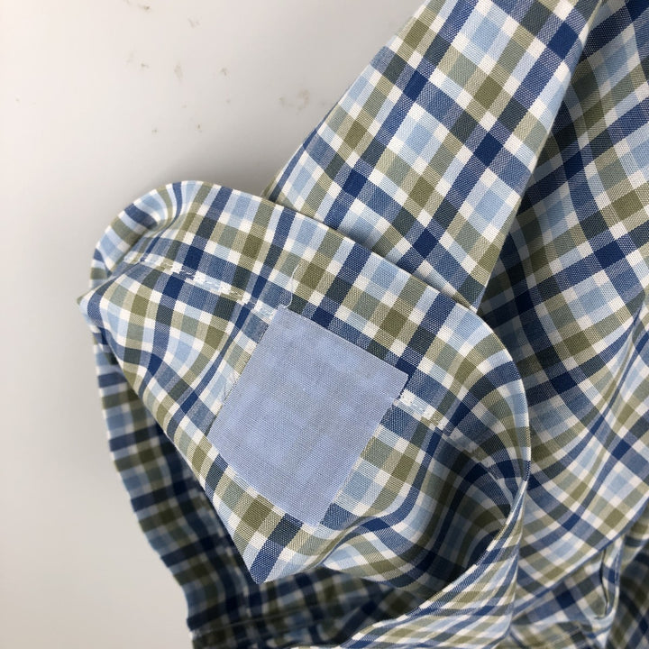 90s-00'S LLBean Traditional Fit Short-Sleeve Button-Down Check Shirt, Men's Size L (approx.) cotton Blue type light blue Vintage Second Hand