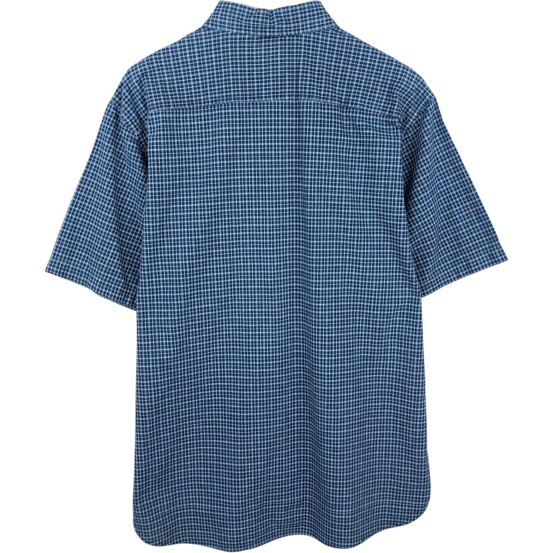 90'S GAP Old Gap Short Sleeve Button Down Check Shirt Men's L Size Vintage cotton navy blue type Vintage Second Hand