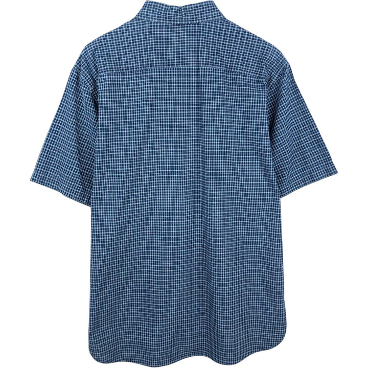 90'S GAP Old Gap Short Sleeve Button Down Check Shirt Men's L Size Vintage cotton navy blue type Vintage Second Hand