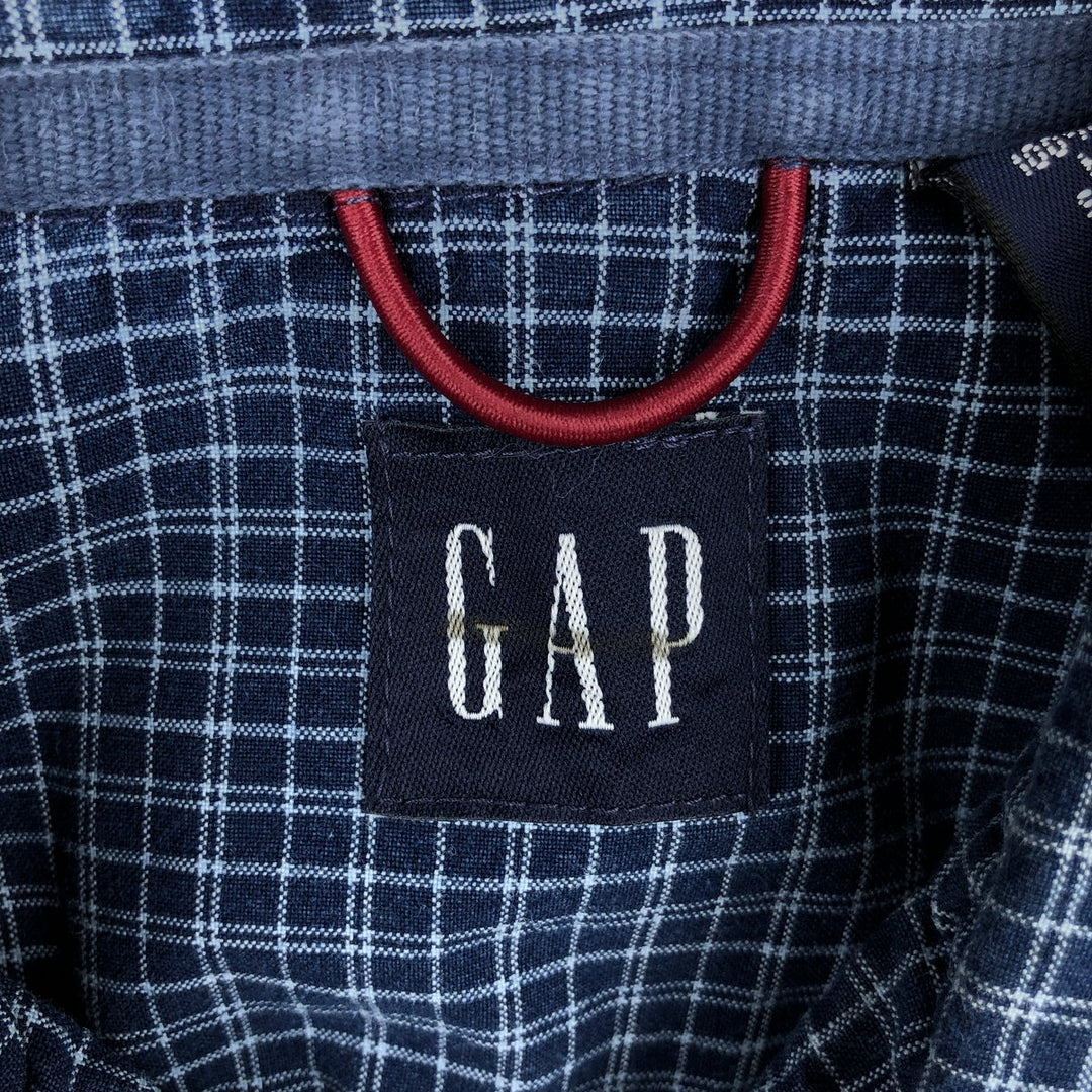 90'S GAP Old Gap Short Sleeve Button Down Check Shirt Men's L Size Vintage cotton navy blue type Vintage Second Hand