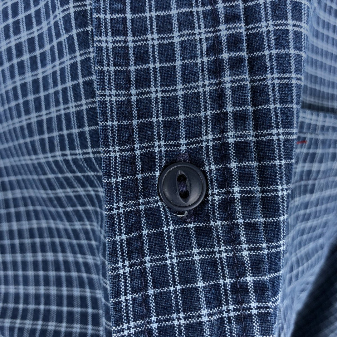 90'S GAP Old Gap Short Sleeve Button Down Check Shirt Men's L Size Vintage cotton navy blue type Vintage Second Hand