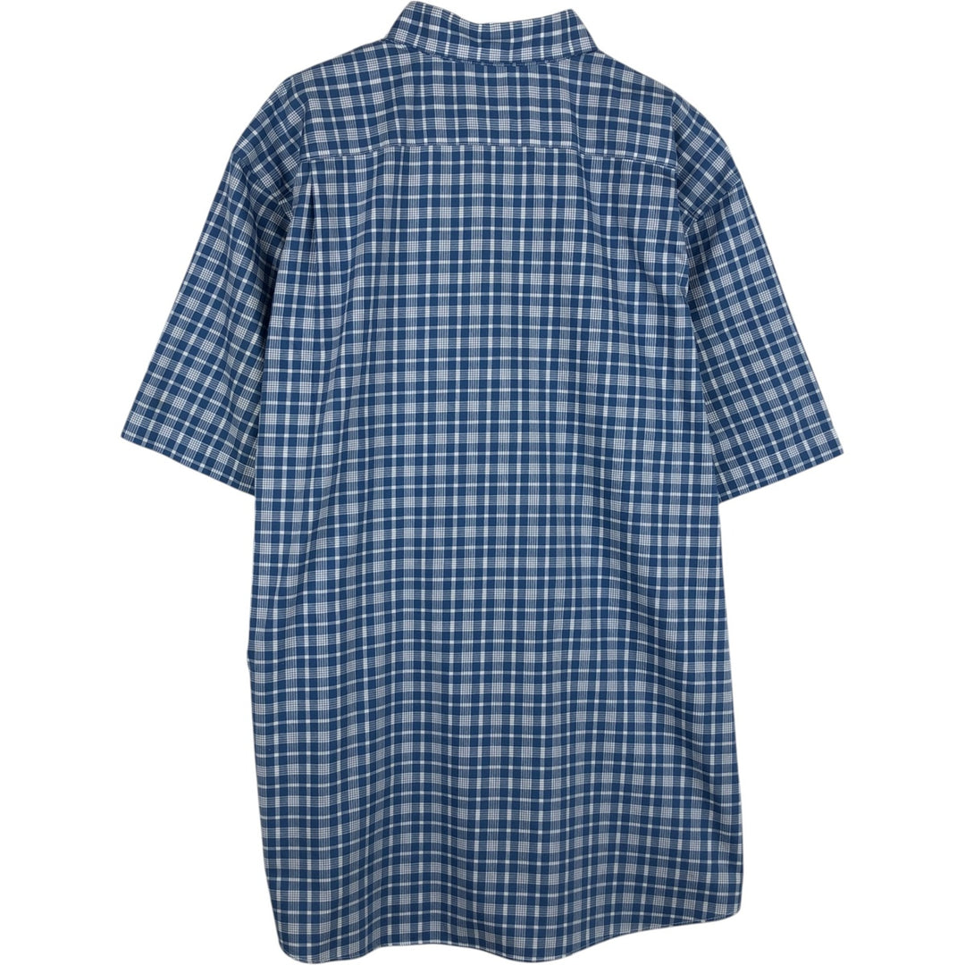 LLBean short sleeve button-down check shirt, men's size XL cotton blue type Vintage Second Hand