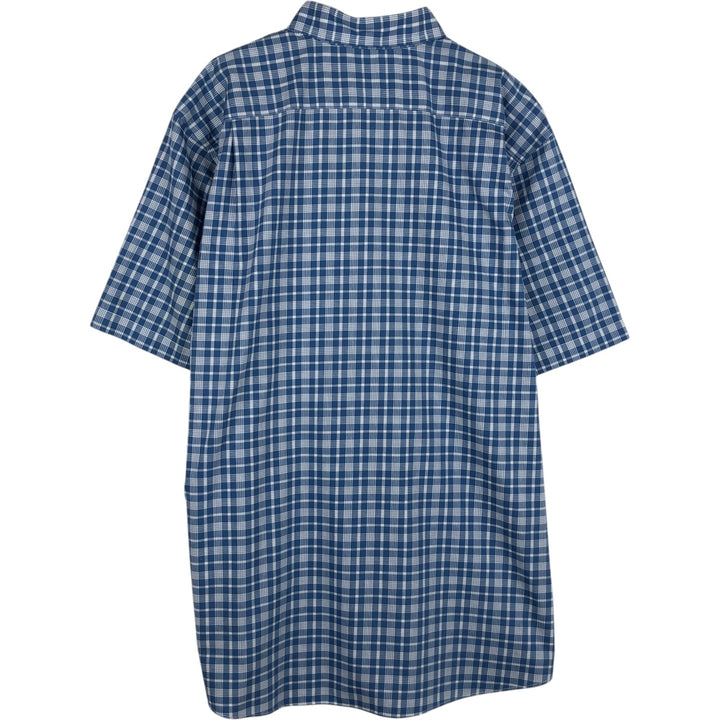 LLBean short sleeve button-down check shirt, men's size XL cotton blue type Vintage Second Hand