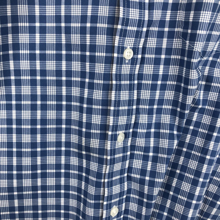LLBean short sleeve button-down check shirt, men's size XL cotton blue type Vintage Second Hand