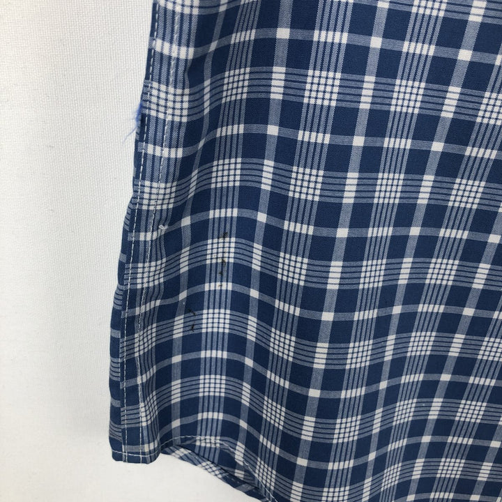LLBean short sleeve button-down check shirt, men's size XL cotton blue type Vintage Second Hand