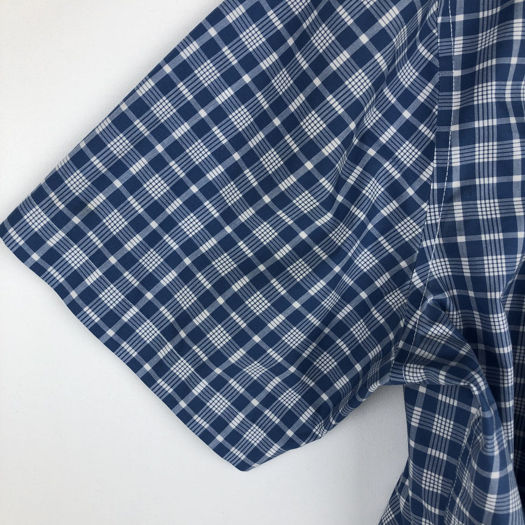LLBean short sleeve button-down check shirt, men's size XL cotton blue type Vintage Second Hand