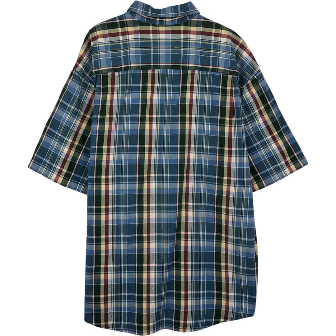 Eddie Bauer short sleeve button down check shirt, men's XL size cotton blue type Vintage Second Hand