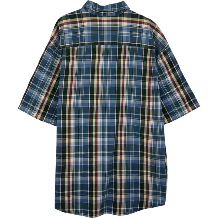 Eddie Bauer short sleeve button down check shirt, men's XL size cotton blue type Vintage Second Hand