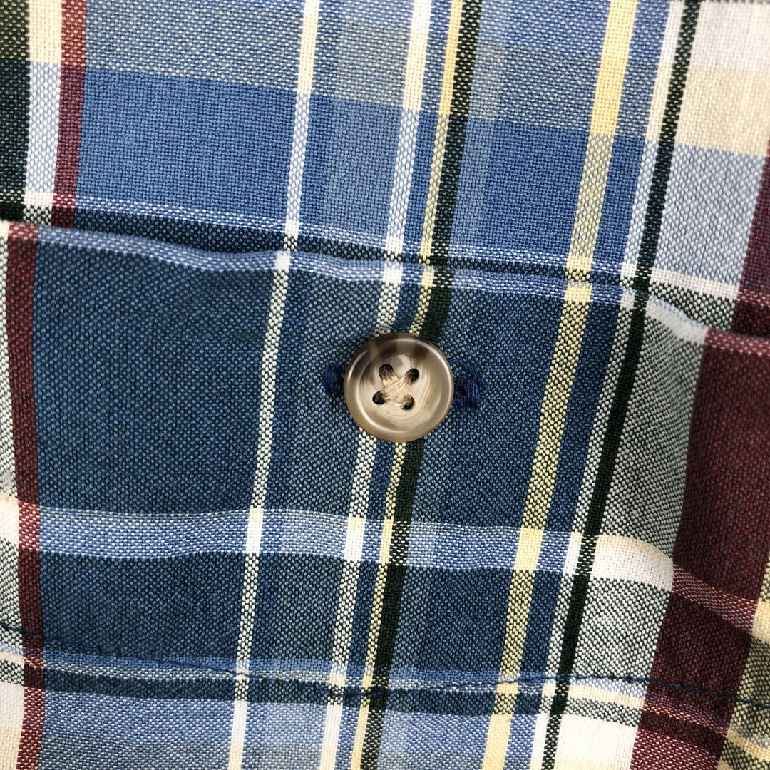 Eddie Bauer short sleeve button down check shirt, men's XL size cotton blue type Vintage Second Hand