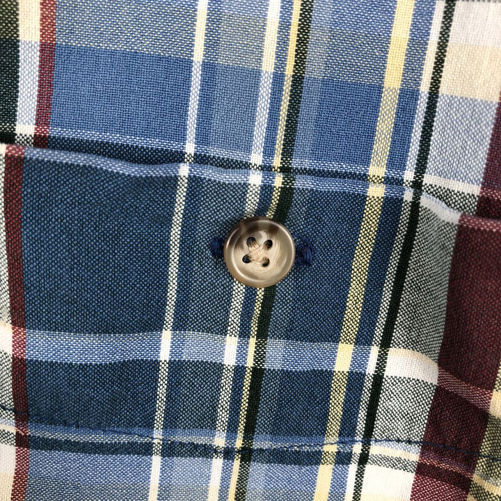 Eddie Bauer short sleeve button down check shirt, men's XL size cotton blue type Vintage Second Hand