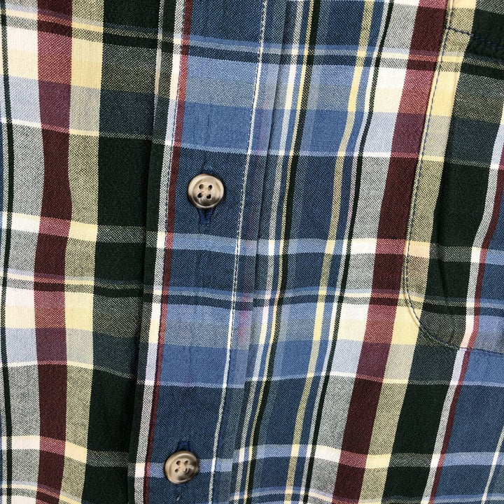 Eddie Bauer short sleeve button down check shirt, men's XL size cotton blue type Vintage Second Hand