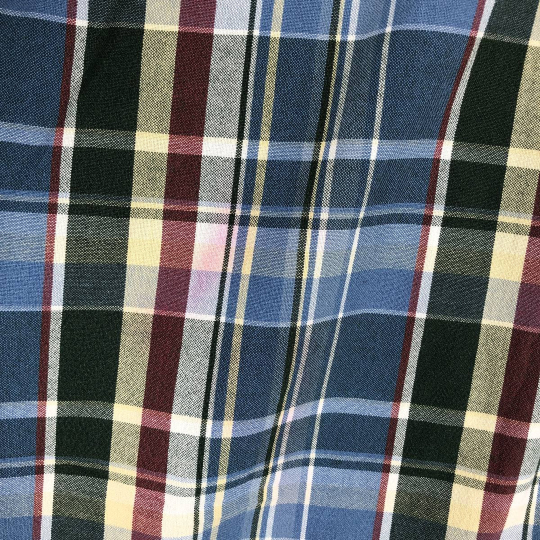 Eddie Bauer short sleeve button down check shirt, men's XL size cotton blue type Vintage Second Hand