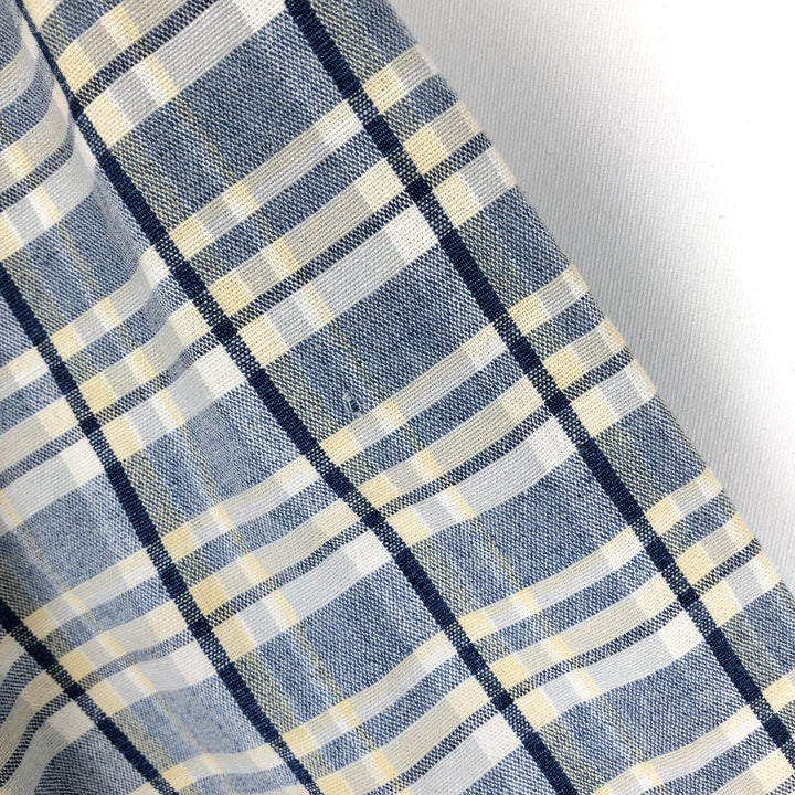 Eddie Bauer short sleeve button down check shirt, men's XL size cotton navy blue type Vintage Second Hand