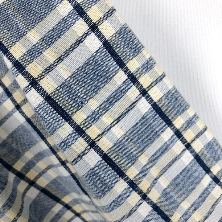 Eddie Bauer short sleeve button down check shirt, men's XL size cotton navy blue type Vintage Second Hand