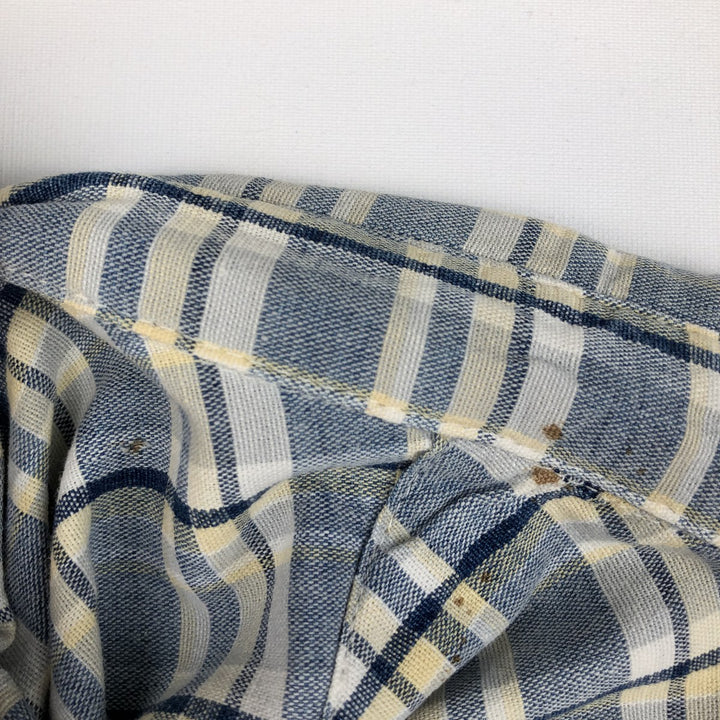 Eddie Bauer short sleeve button down check shirt, men's XL size cotton navy blue type Vintage Second Hand