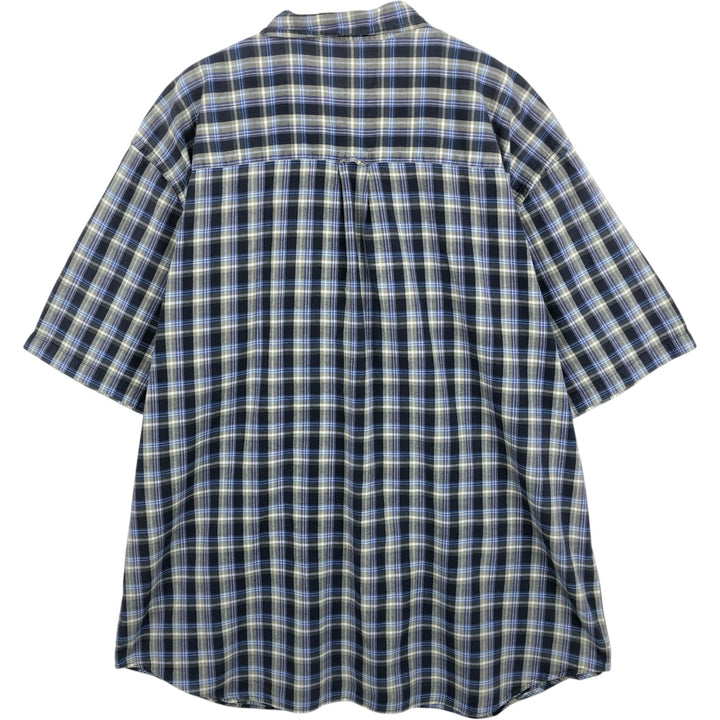 90s-00'S Eddie Bauer short sleeve button down check shirt men's XL size vintage cotton blue type Vintage Second Hand