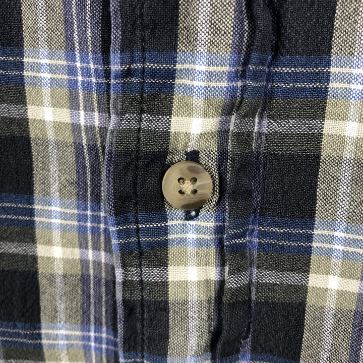 90s-00'S Eddie Bauer short sleeve button down check shirt men's XL size vintage cotton blue type Vintage Second Hand