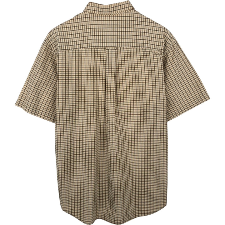 Eddie Bauer short sleeve button-down check shirt, men's size S cotton Beige type Vintage Second Hand