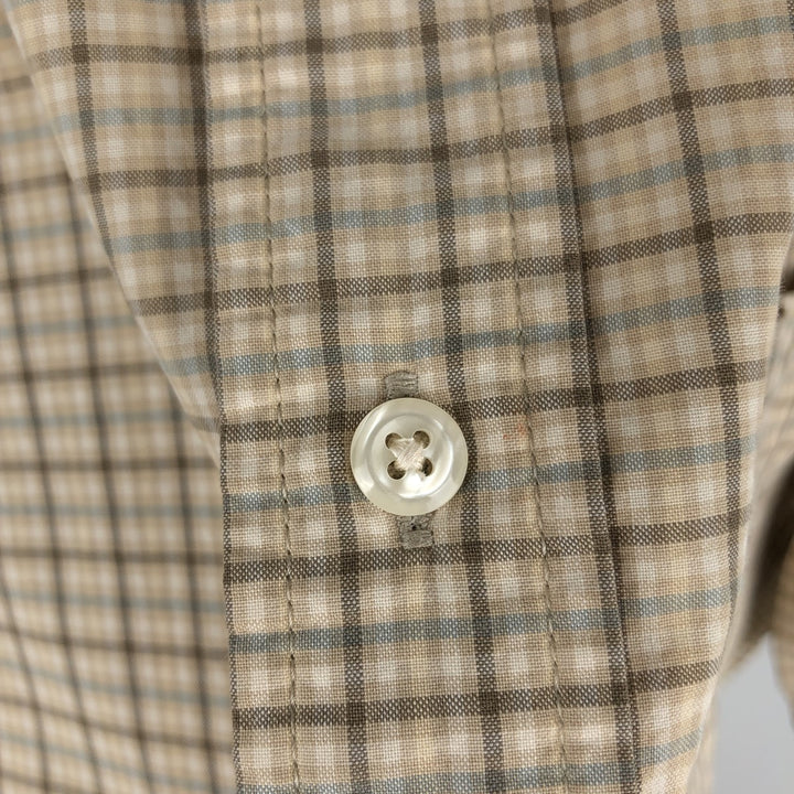 Eddie Bauer short sleeve button-down check shirt, men's size S cotton Beige type Vintage Second Hand