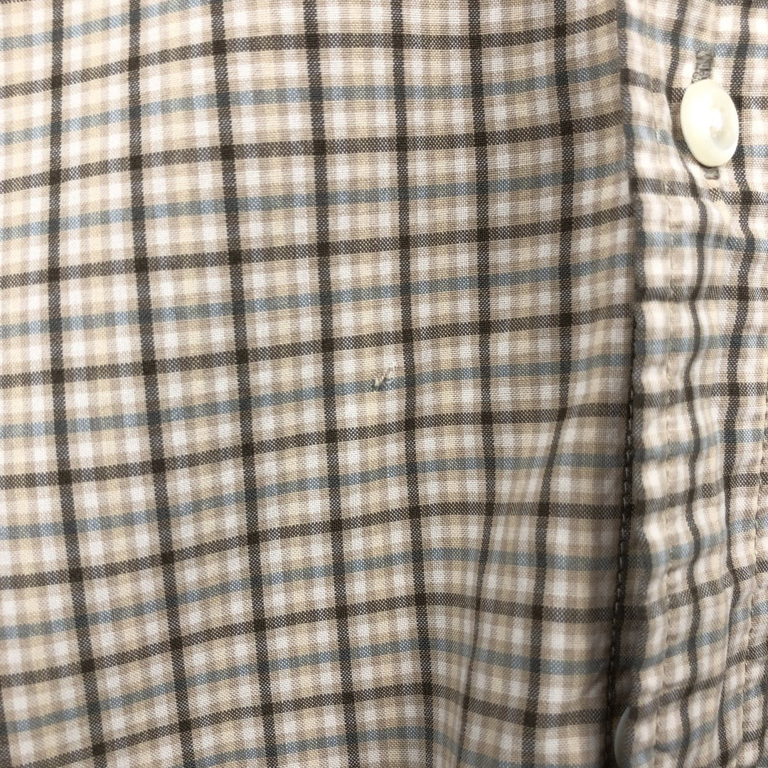 Eddie Bauer short sleeve button-down check shirt, men's size S cotton Beige type Vintage Second Hand