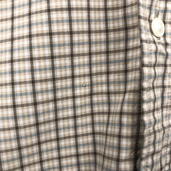 Eddie Bauer short sleeve button-down check shirt, men's size S cotton Beige type Vintage Second Hand