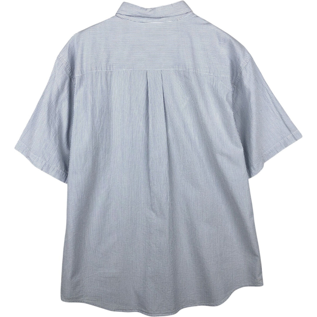 90s-00'S LLBean Short-Sleeve Button-Down Striped Shirt, Men's Size L (approx.) cotton blue type Vintage Second Hand