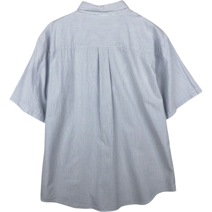 90s-00'S LLBean Short-Sleeve Button-Down Striped Shirt, Men's Size L (approx.) cotton blue type Vintage Second Hand