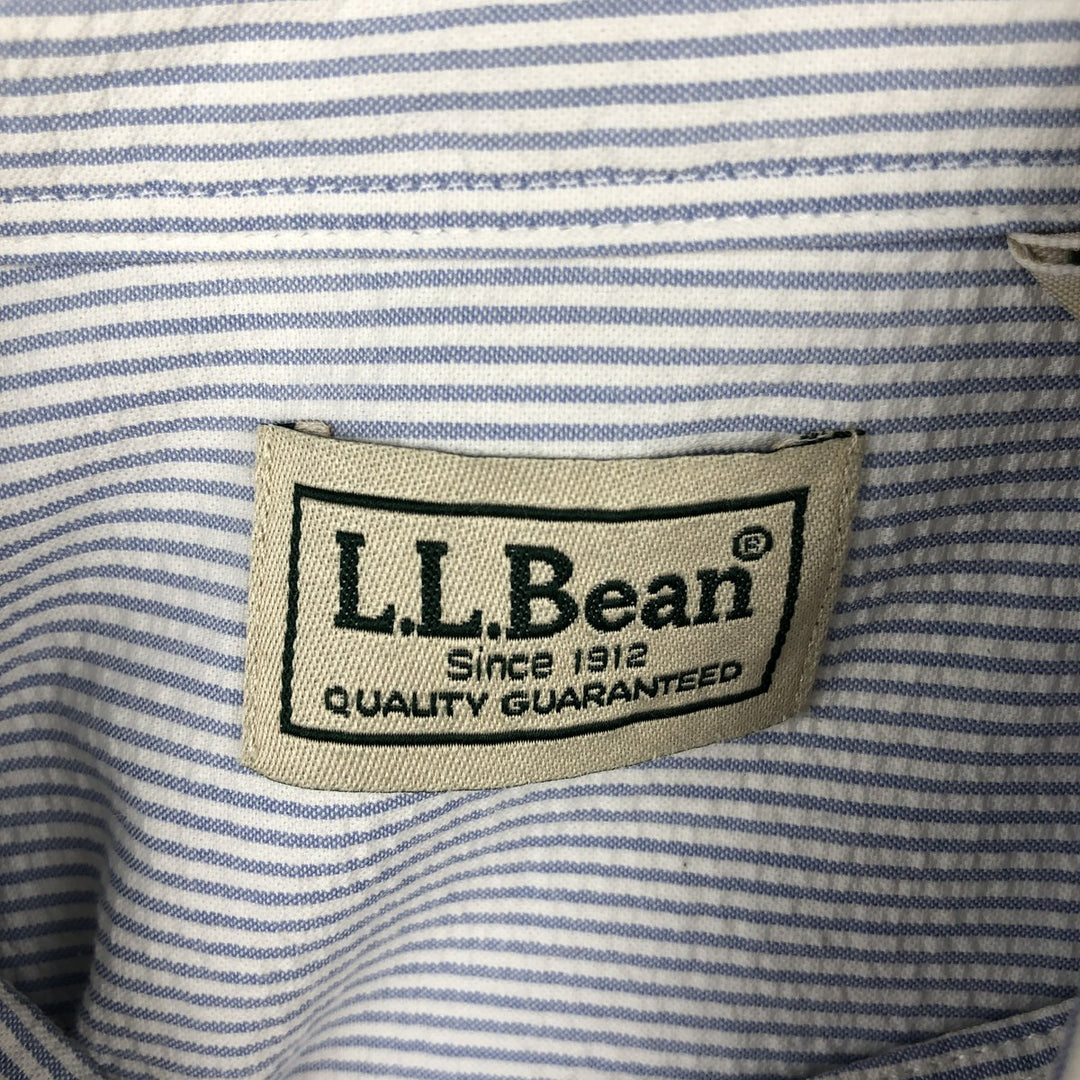90s-00'S LLBean Short-Sleeve Button-Down Striped Shirt, Men's Size L (approx.) cotton blue type Vintage Second Hand