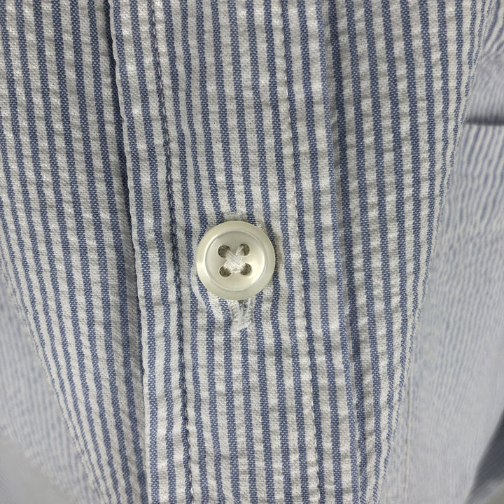 90s-00'S LLBean Short-Sleeve Button-Down Striped Shirt, Men's Size L (approx.) cotton blue type Vintage Second Hand