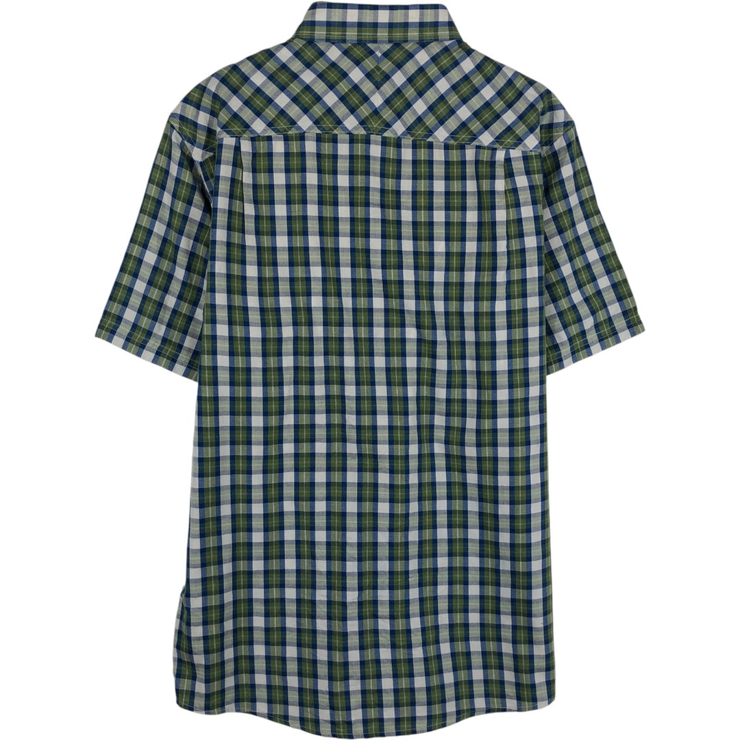 Pendleton Herringbone Short-Sleeve Cotton Check Shirt, Boxy Shirt, Men's Size S (approx.) unclear Khaki type Vintage Second Hand