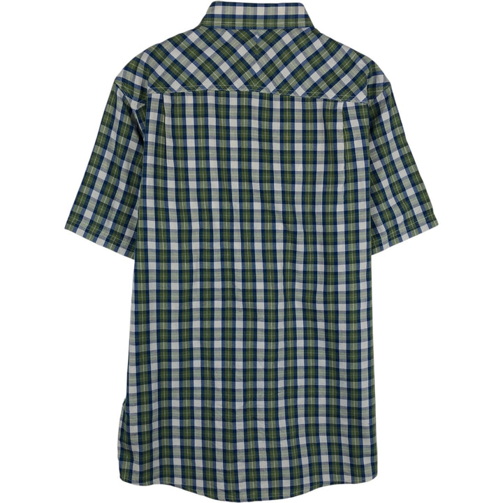 Pendleton Herringbone Short-Sleeve Cotton Check Shirt, Boxy Shirt, Men's Size S (approx.) unclear Khaki type Vintage Second Hand
