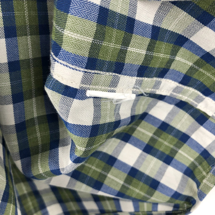 Pendleton Herringbone Short-Sleeve Cotton Check Shirt, Boxy Shirt, Men's Size S (approx.) unclear Khaki type Vintage Second Hand
