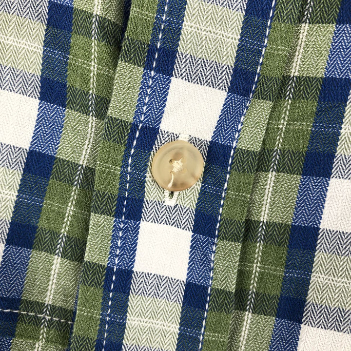 Pendleton Herringbone Short-Sleeve Cotton Check Shirt, Boxy Shirt, Men's Size S (approx.) unclear Khaki type Vintage Second Hand