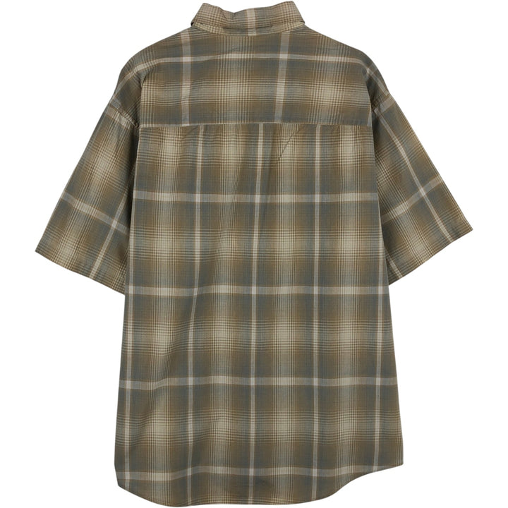Pendleton short-sleeved button-down check shirt, men's size L (approx.) cotton Beige type Vintage Second Hand