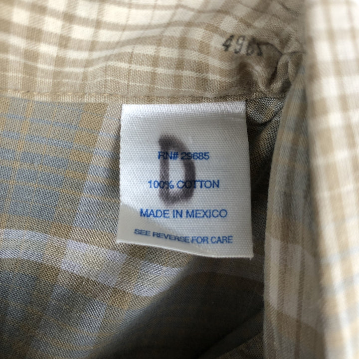 Pendleton short-sleeved button-down check shirt, men's size L (approx.) cotton Beige type Vintage Second Hand