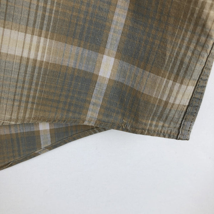 Pendleton short-sleeved button-down check shirt, men's size L (approx.) cotton Beige type Vintage Second Hand