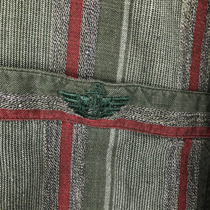 90'S Dockers Multi-Striped Short-Sleeve Cotton Striped Shirt, Men's Size L (Equivalent), Vintage cotton Khaki type Vintage Second Hand