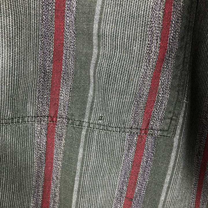 90'S Dockers Multi-Striped Short-Sleeve Cotton Striped Shirt, Men's Size L (Equivalent), Vintage cotton Khaki type Vintage Second Hand