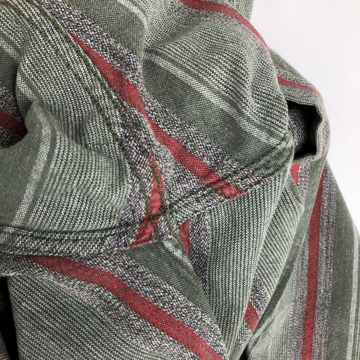 90'S Dockers Multi-Striped Short-Sleeve Cotton Striped Shirt, Men's Size L (Equivalent), Vintage cotton Khaki type Vintage Second Hand