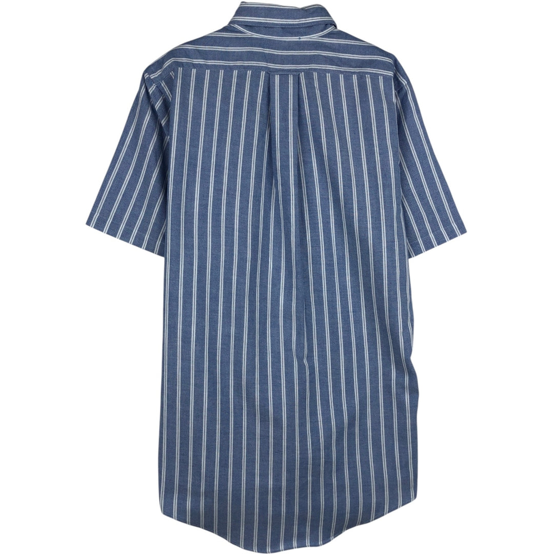 80s-90'S Lands' End Short-Sleeve Button-Down Striped Shirt, Made in USA, Men's Size M (approx.), Vintage cotton white type Vintage Second Hand