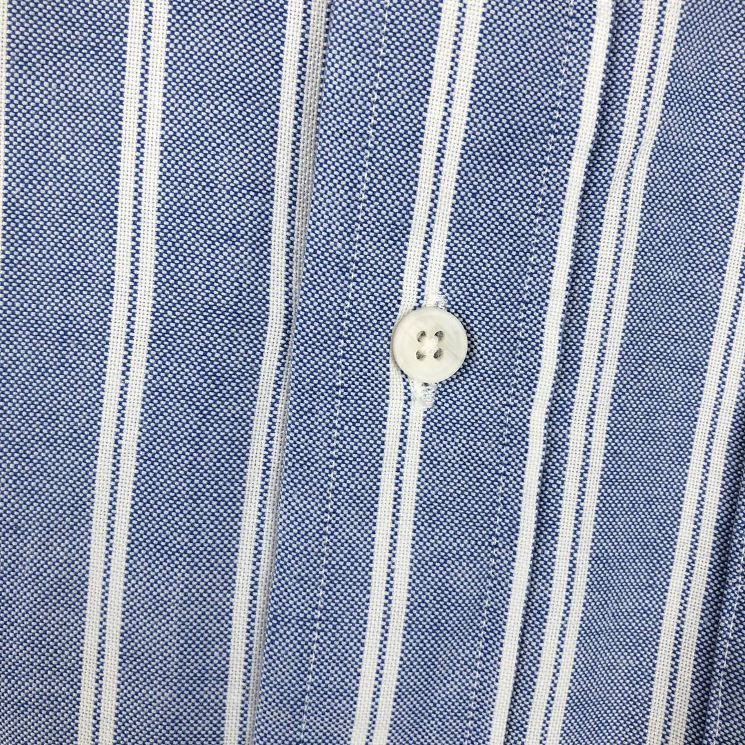 80s-90'S Lands' End Short-Sleeve Button-Down Striped Shirt, Made in USA, Men's Size M (approx.), Vintage cotton white type Vintage Second Hand