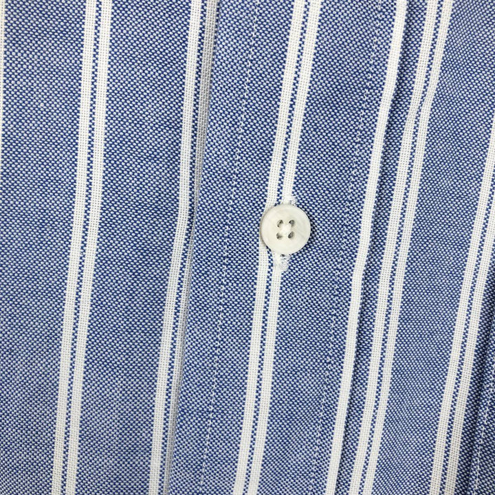 80s-90'S Lands' End Short-Sleeve Button-Down Striped Shirt, Made in USA, Men's Size M (approx.), Vintage cotton white type Vintage Second Hand