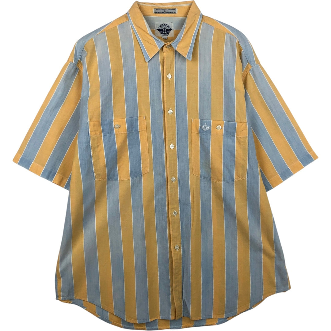 90'S Dockers short sleeve cotton striped shirt, men's size L, vintage cotton yellow type Vintage Second Hand