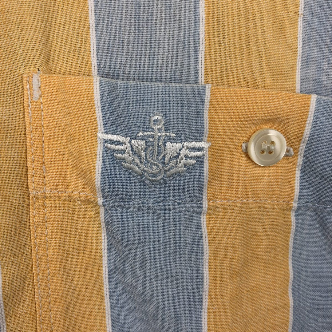 90'S Dockers short sleeve cotton striped shirt, men's size L, vintage cotton yellow type Vintage Second Hand
