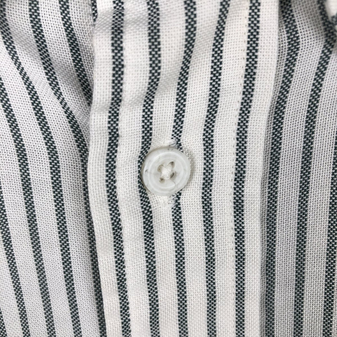 90s-00'S Lands' End Short-Sleeve Button-Down Striped Shirt, Made in USA, Men's Size L (Equivalent), Vintage cotton white type Vintage Second Hand
