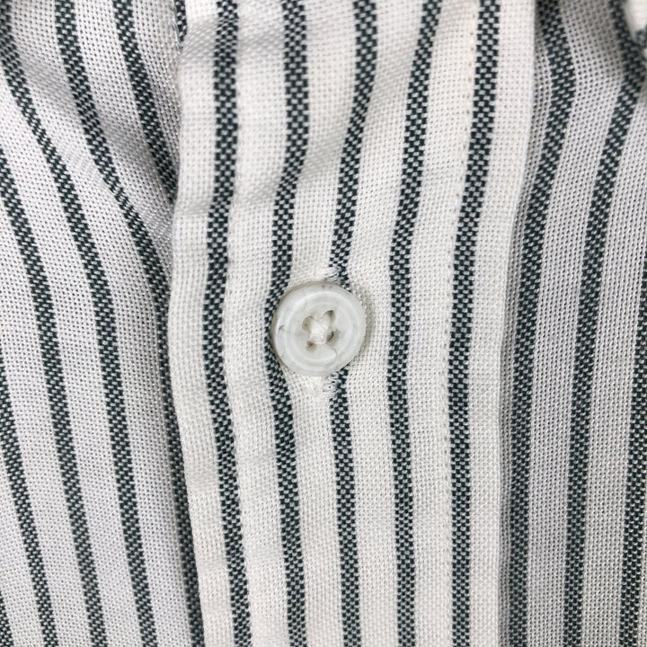 90s-00'S Lands' End Short-Sleeve Button-Down Striped Shirt, Made in USA, Men's Size L (Equivalent), Vintage cotton white type Vintage Second Hand