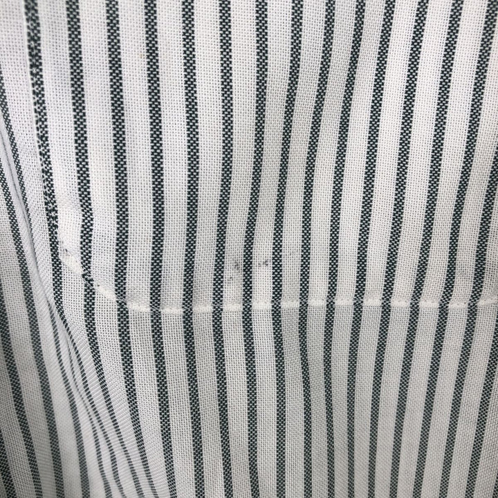 90s-00'S Lands' End Short-Sleeve Button-Down Striped Shirt, Made in USA, Men's Size L (Equivalent), Vintage cotton white type Vintage Second Hand